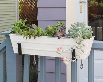 22"L Whitewash Clamp On Flower Windowbox Planter for Railings