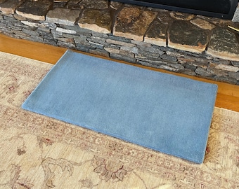 Wool Rug Sample. Rectangular Light Blue 44" x 22"