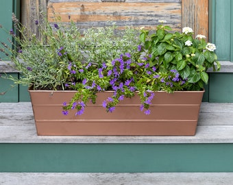 24" Copper Plated Flower Window box Planter, Rectangular