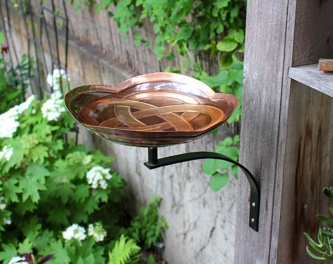 Celtic Knot Copper Birdbath with Wall Bracket