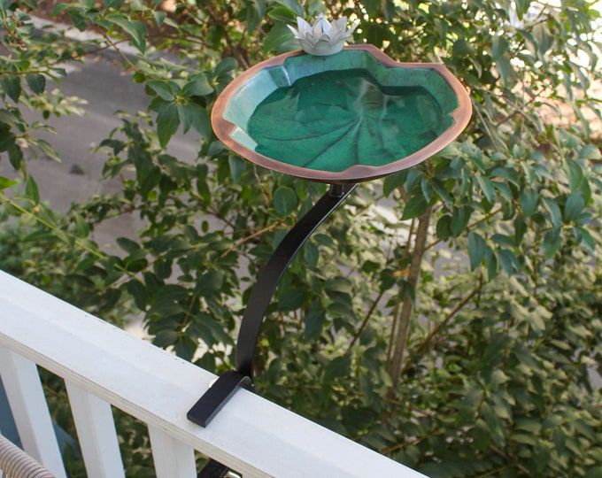 Lily Pad Birdbath with Clamp-on Handrail Bracket