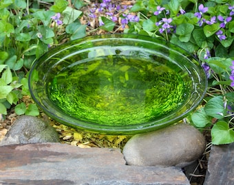 12" Green Crackle Glass Replacement Birdbath Bowl