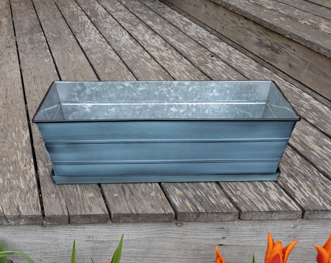 Easy Peasy Grow Kit with 24"L Slate Blue Window Box Planter and Tray