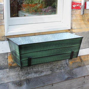 24"L Dark Green Wall-Mount Window Box Planter and Brackets