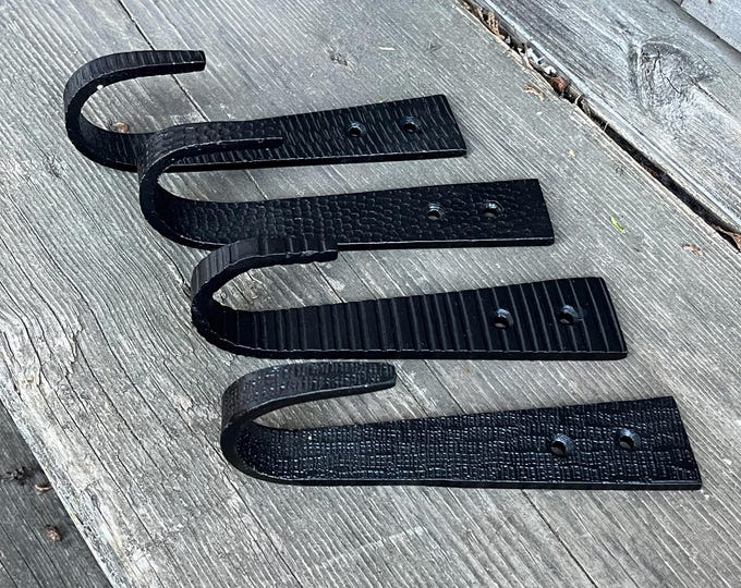 Sample Sale! 4-Wrought Iron Hammered J-Hooks  (Set of FOUR)