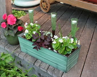 Garden Lights Tealight Candle Holders, Green Crackle Glass, Set of 6