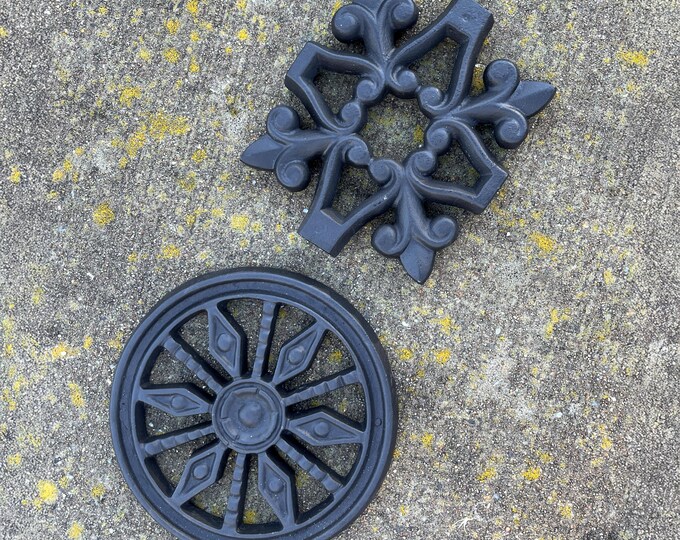 SAMPLE- Pair of Decorative Cast Iron Trivets Medallions