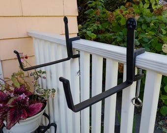 8" Clamp-on Railing Brackets for Window and Flower Boxes, Wrought Iron