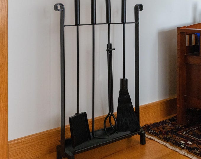 Sample Sale! Contemporary Inline Wrought Iron Fireplace Tool Set