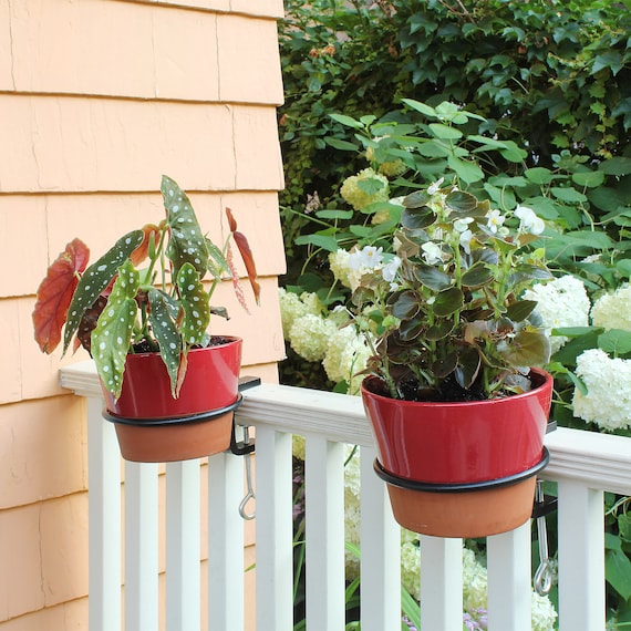 2-clamp-on 6" Flowerpot Ring/holder Railing Brackets, Wrought Iron - Etsy  Norway
