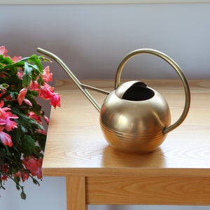 Globe Hand Spun Solid Brass Watering Can for Houseplants and Garden