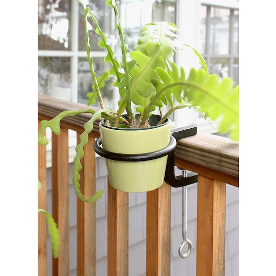2-clamp-on 4" Flowerpot Ring/holder Railing Brackets, Wrought Iron - Etsy