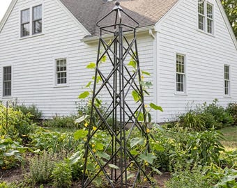 Lattice Wrought Iron Plant Support Obelisk Trellis 67"H