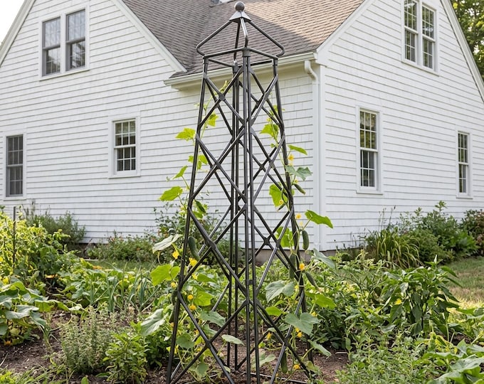 Lattice Wrought Iron Plant Support Obelisk Trellis 67"H