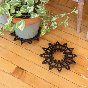 Sunburst 8&quot; Cast Iron Trivets for Plant Woodstove Tabletop