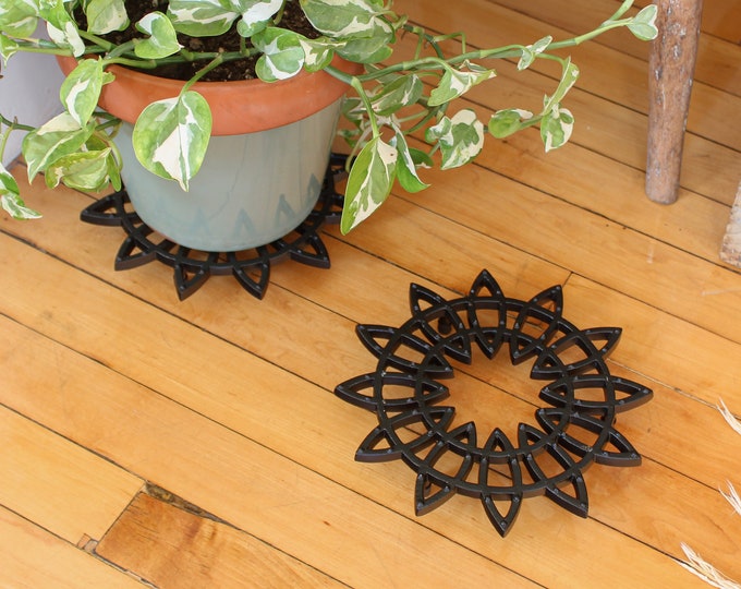 Sunburst 8" Cast Iron Trivets for Plant Woodstove Tabletop