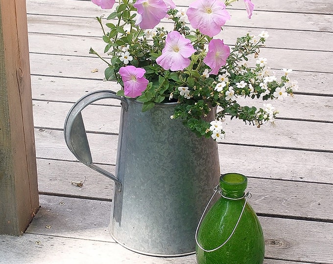Galvanized Steel Planter, Vintage style jug