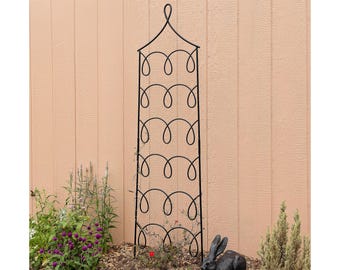 Loops Wrought Iron Trellis,  Free-Standing for Garden, 72"H x 18"W