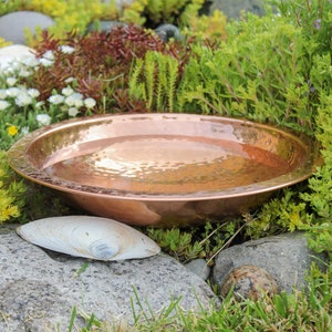 Simple Hammered Copper Birdbath Bowl Only