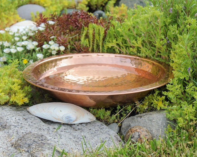 Simple Hammered Copper Birdbath Bowl Only