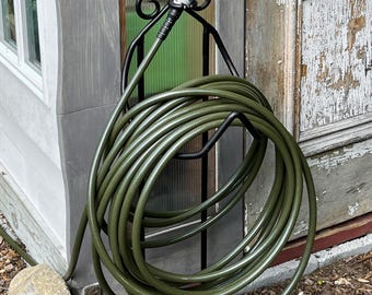 Wrought Iron Hose Caddy,  Free-Standing Staked