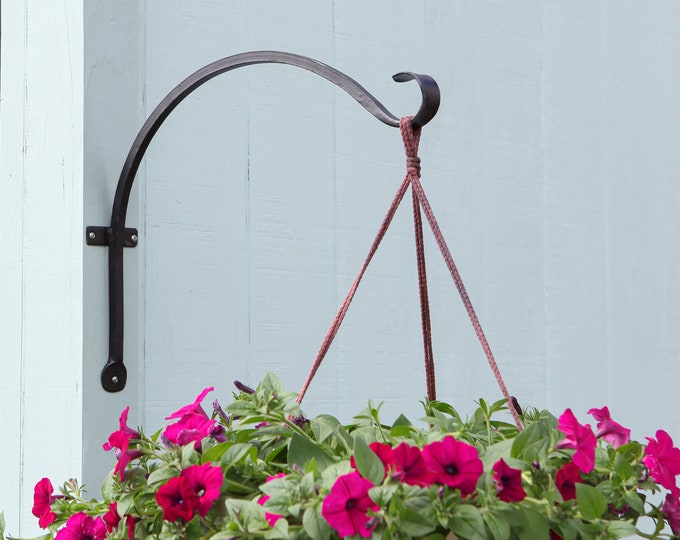 2- Wrought Iron 18" Upcurled Wall Hook Brackets (Set of TWO)