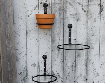 SET of 3, Wrought Iron Flowerpot Ring/Holder Wall Brackets