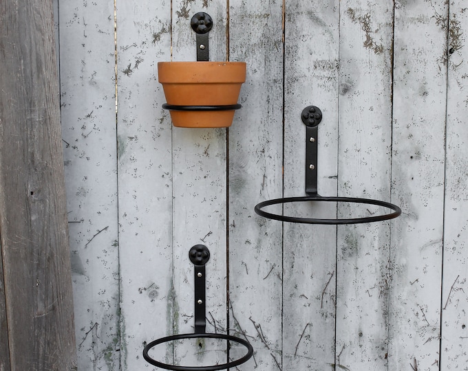 SET of 3, Wrought Iron Flowerpot Ring/Holder Wall Brackets