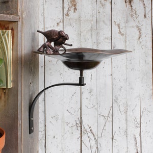 Lovebirds Copper Birdbath with Wall Bracket bild 4