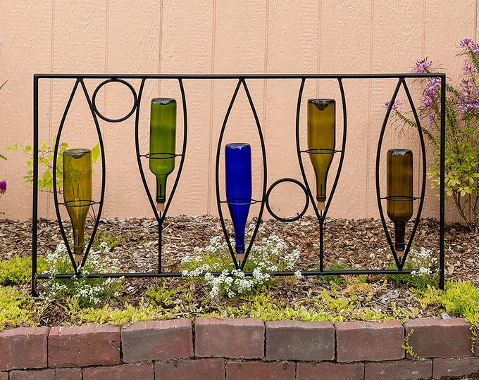 Wine Bottle Trellis, Free-Standing Fence Sections,23"H x 46"W, Set of Two