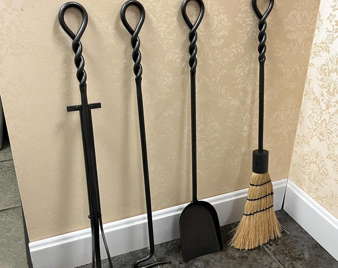 Sample Sale! 4 Tool Fireplace Set, Wrought Iron