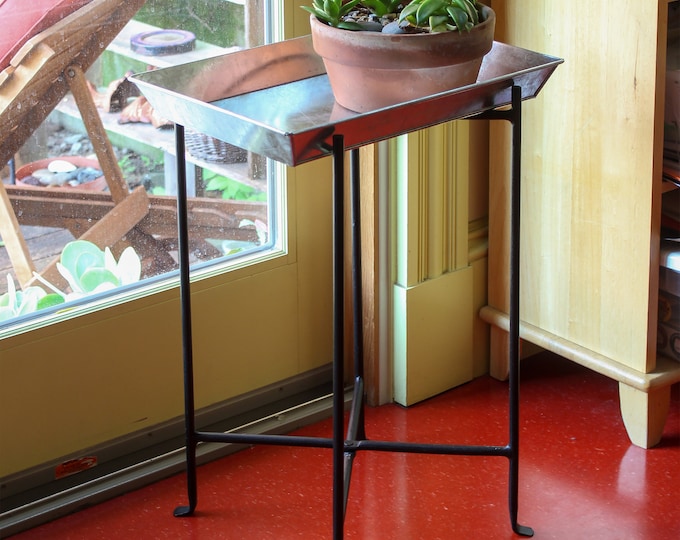Folding Wrought Iron Stand #2 with 17" Tray, 24"H indoor/outdoor