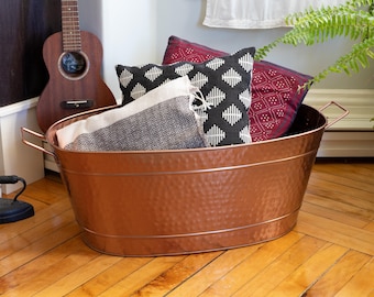 Oval Hammered Copper Tub
