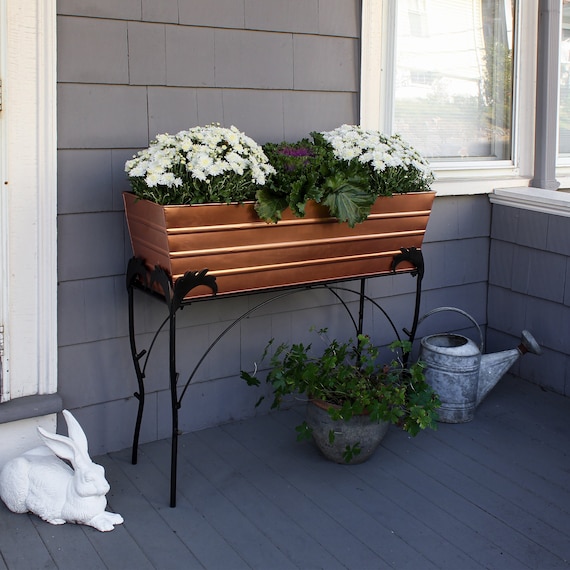 36"l Copper Plated Flower Box Planter With Branches Stand, 30"h - Etsy