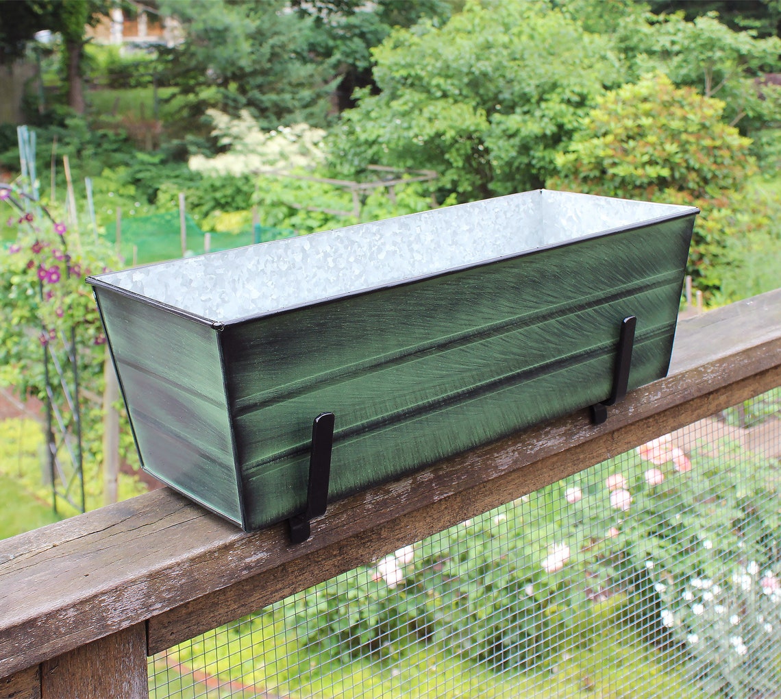 24l Dark Green Railing Window Flower Box Planter With - Etsy