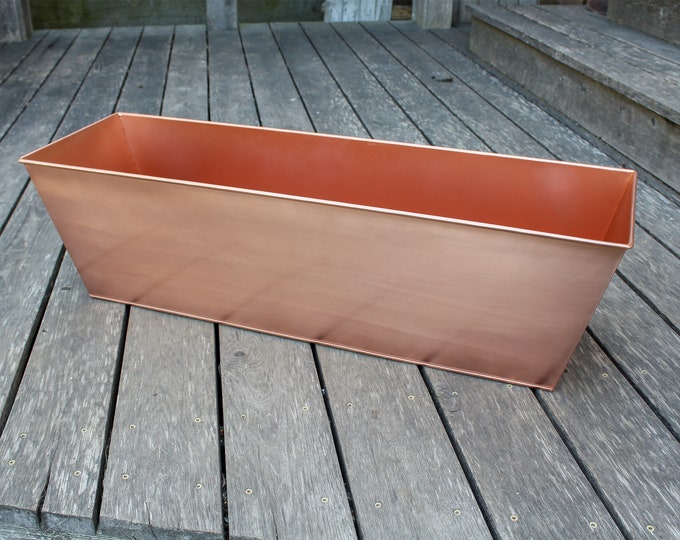 35"L Plain Copper Plated Window Flower Box Planter- Large