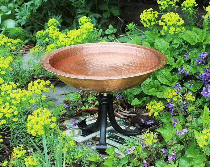 Solid Copper Birdbath with Small Stand