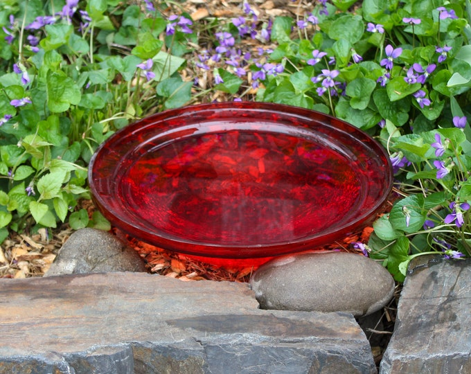 12" Red Glass Replacement Birdbath Bowl