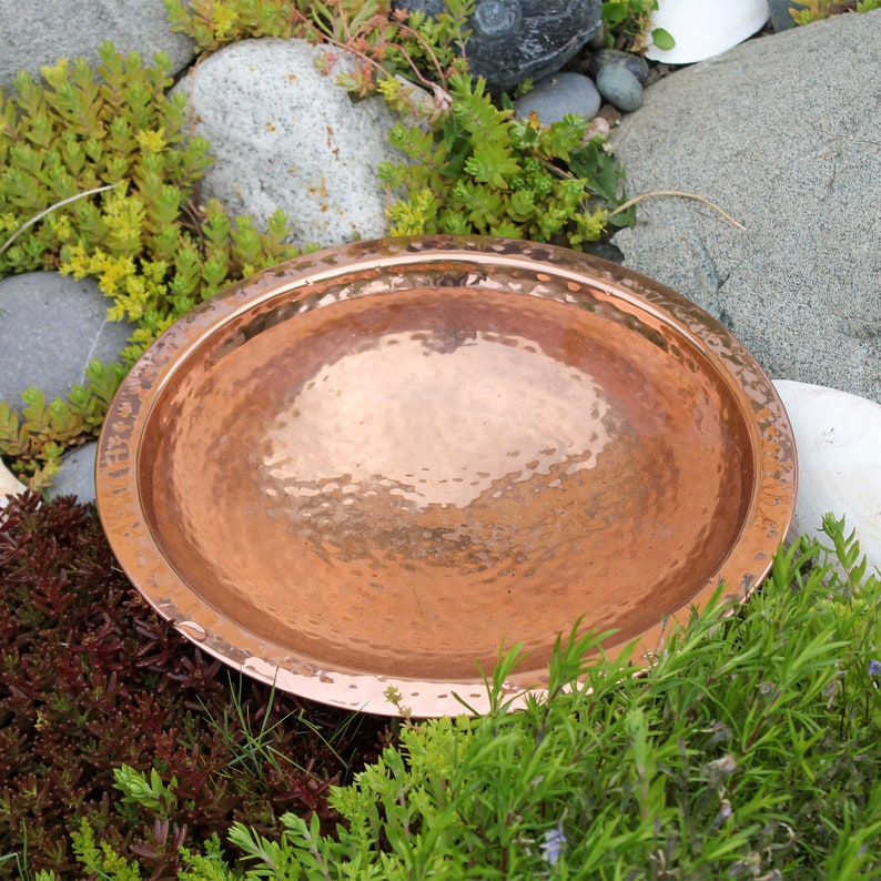 Simple Hammered Copper Birdbath Bowl Only Etsy UK