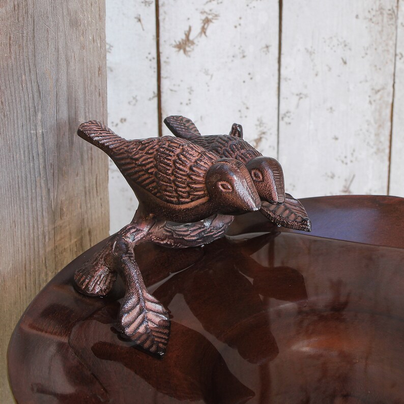 Lovebirds Copper Birdbath with Wall Bracket bild 2