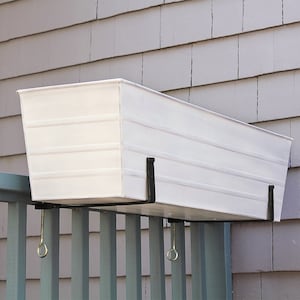 36"L Whitewash Clamp-On Window Box Planter with Brackets for Railing