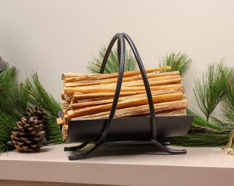 Double Hoop Handmade Fatwood Holder - Natural Firestarter - Includes Fatwood