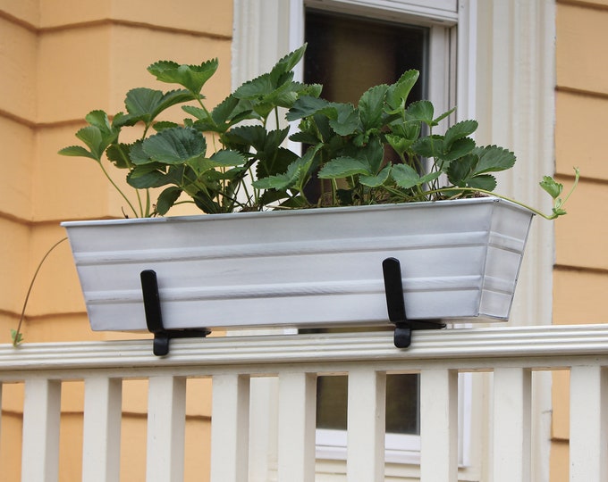 22"L Whitewash Railing Window Flower Box Planter for 2x4 or 2x6 Railings