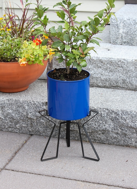 Florence Folding Plant Stand and Blue Planter - Etsy
