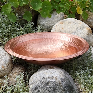 14&quot; Solid Copper Hammered Copper Birdbath, Bowl Only