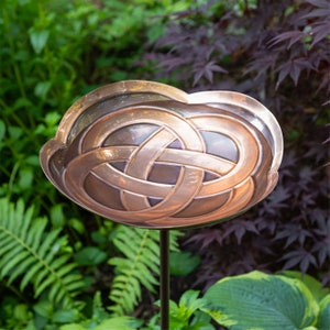 Celtic Knot Copper Birdbath on Garden Stake