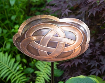 Celtic Knot Copper Birdbath on Garden Stake