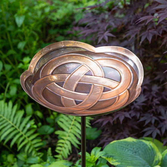 Celtic Knot Copper Birdbath on Garden Stake