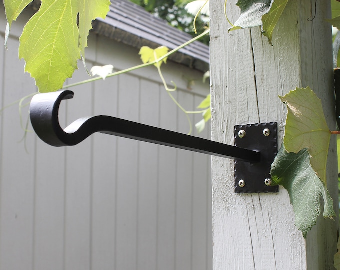 Set of 2 Mission/Craftsman-style Wrought Iron, 14" Straight Wall Hook Brackets