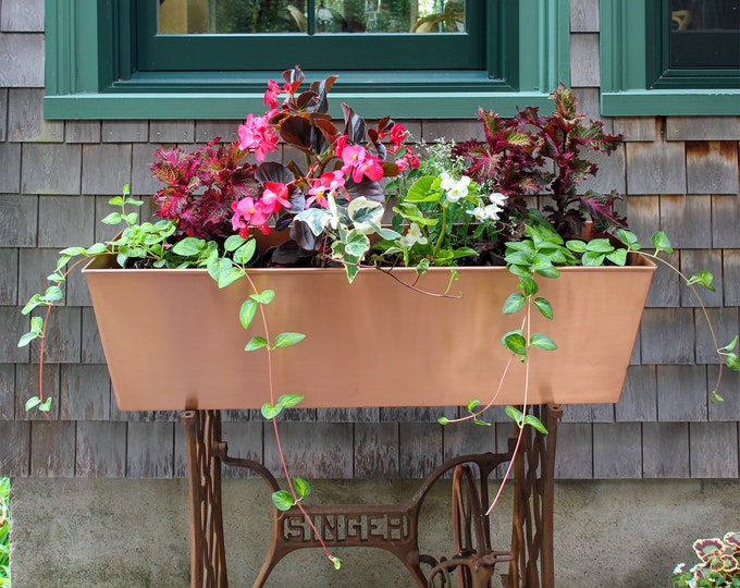 35"L Solid Copper Window Flower Box Planter- Large